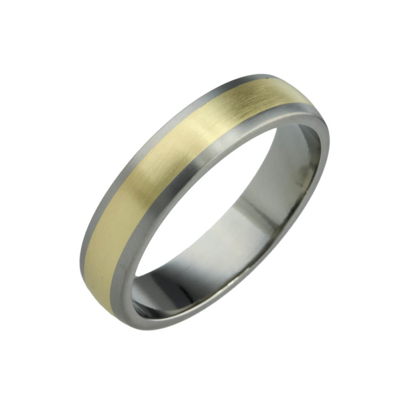 Titanium and Yellow Gold Wedding Ring | Smooch | Mens Wedding Rings