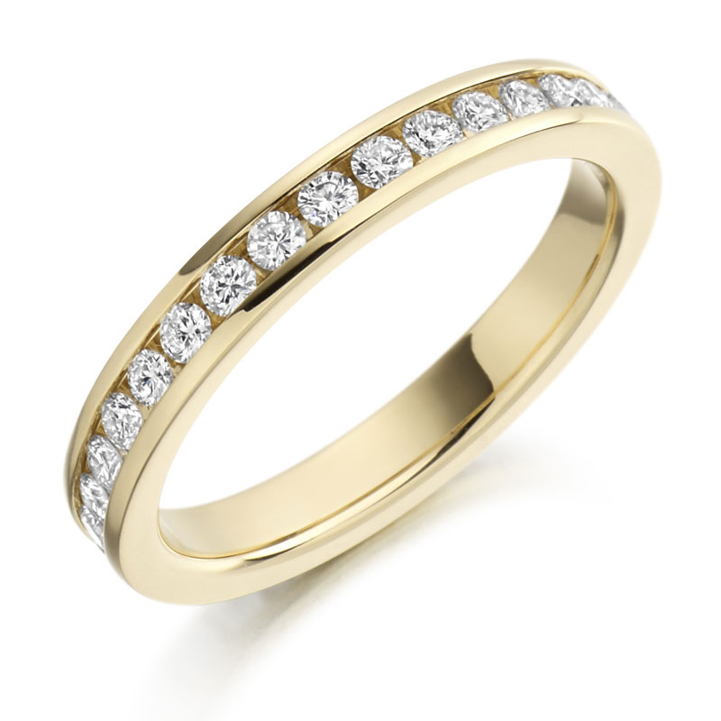 9ct Yellow Gold Channel Set Fully Set Wedding Ring | Smooch Rings