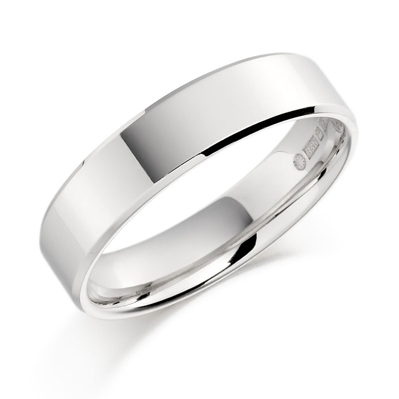 Platinum Slight Bevelled Edge Wedding Ring | Smooch Rings