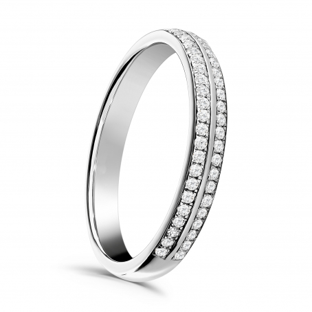Two Row Grain Set Diamond Wedding Ring - Spirit
