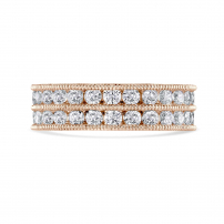 Rose Gold Two Row Channel Diamond Ring